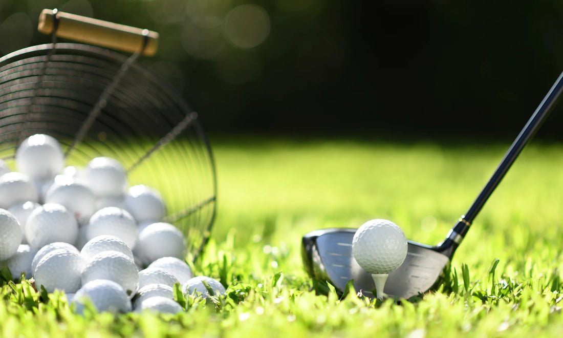 golf balls and club