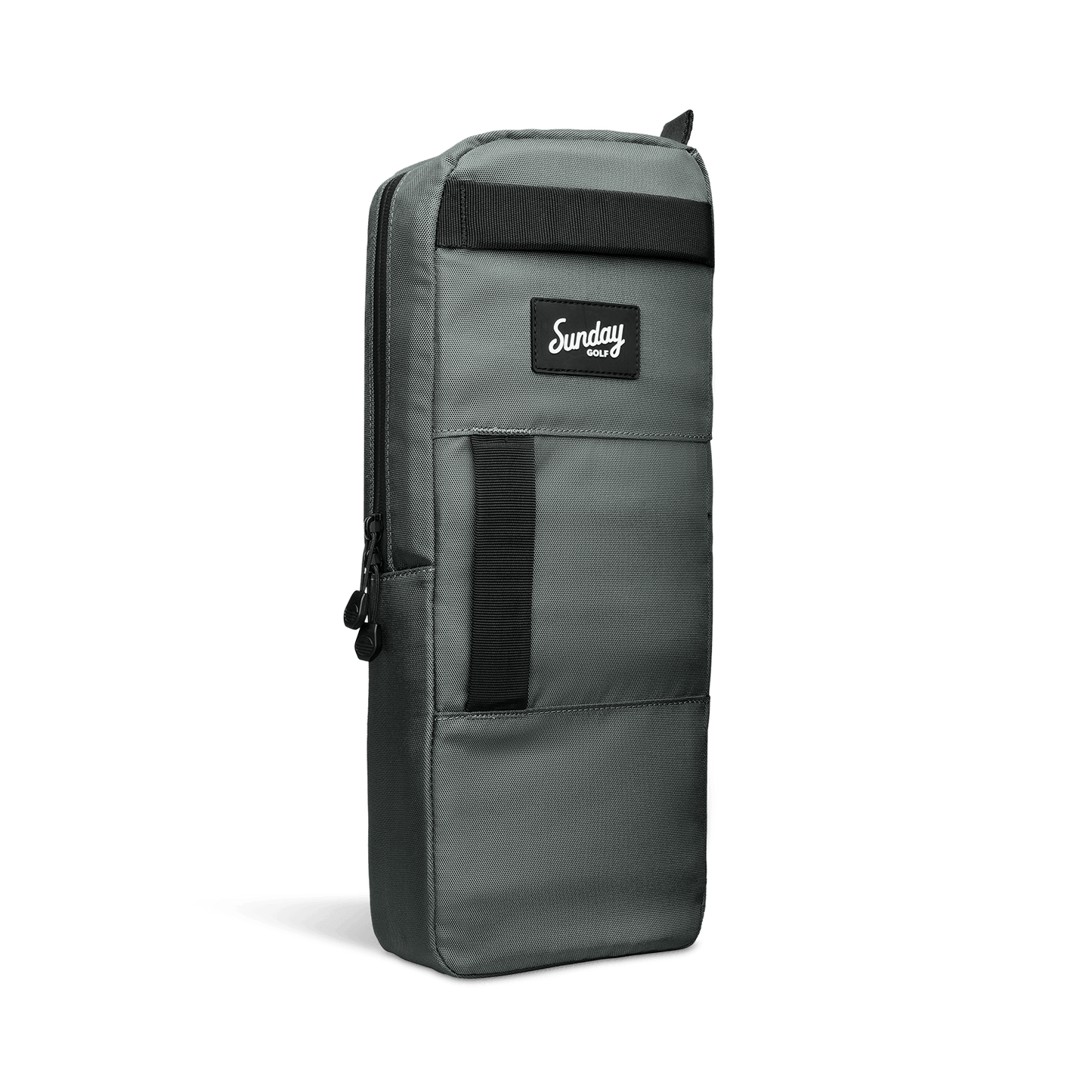 A front shot of big frosty golf cooler bag in midnight green fully zipped