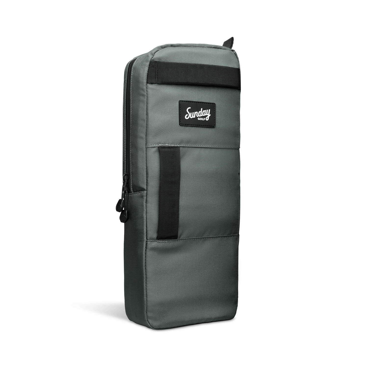 A front shot of big frosty golf cooler bag in midnight green fully zipped