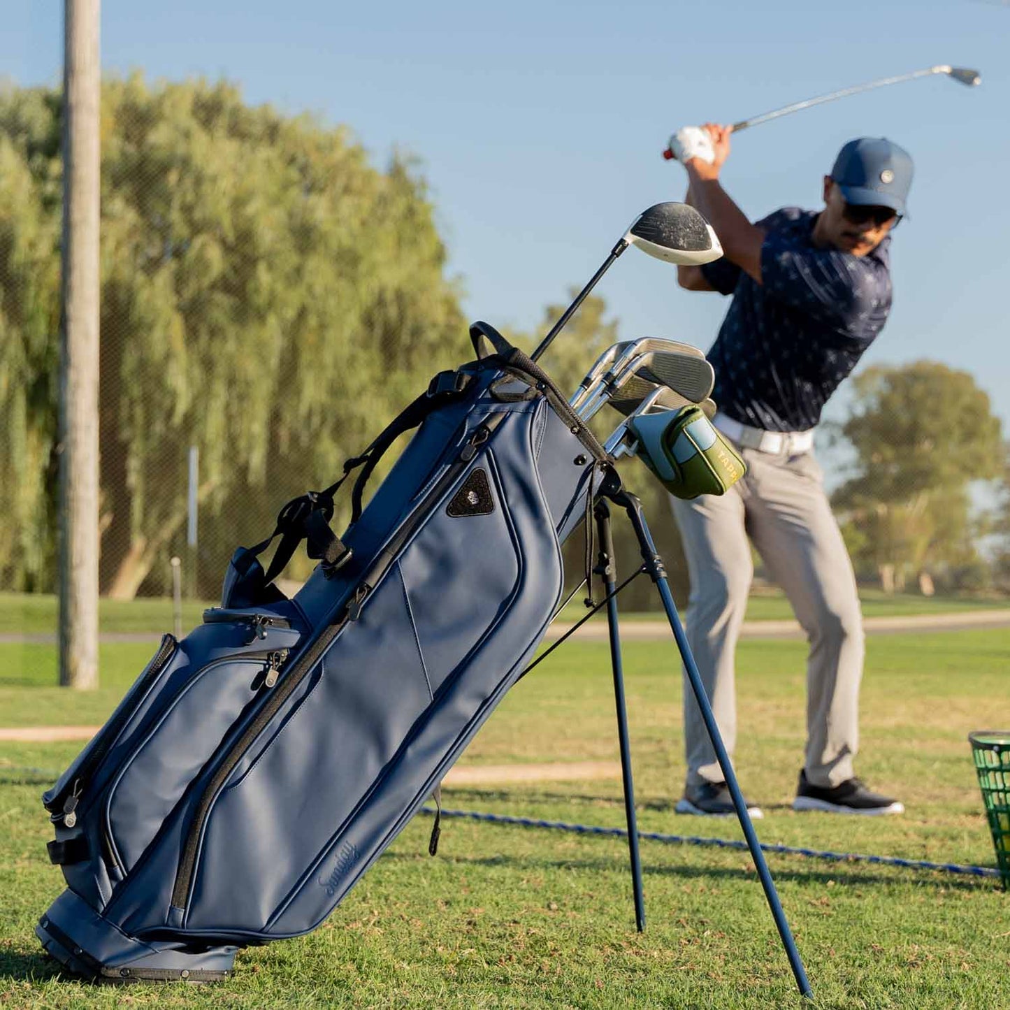 Ryder S-Class | Navy Vegan Leather Full Size Stand Bag - Sunday Golf