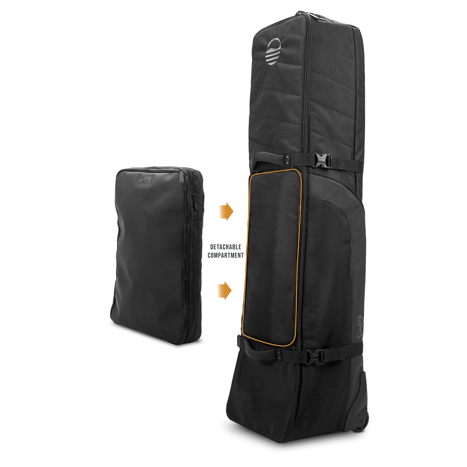 Coaster Travel Bag with a detachable compartment on a white background