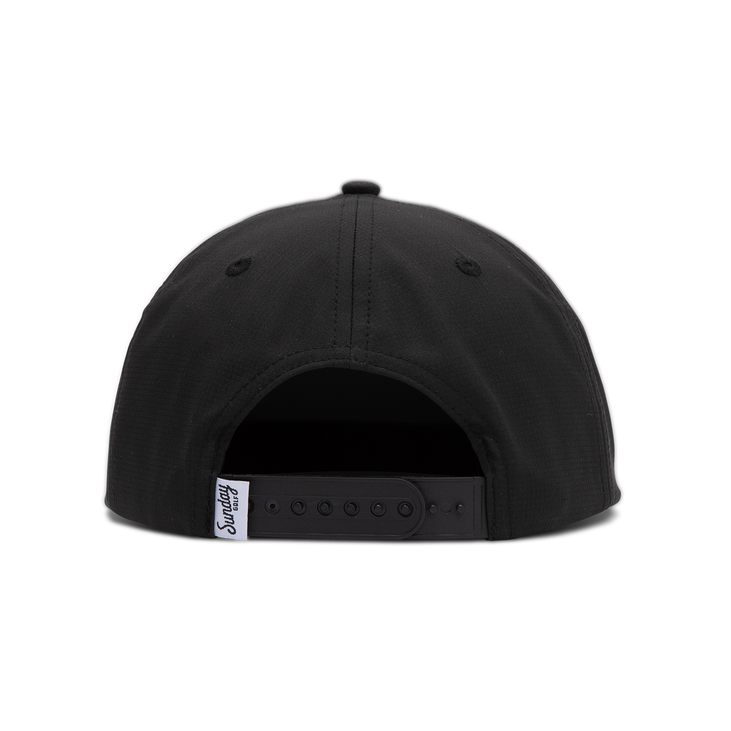 Back shot of black on black crushable rope golf hat