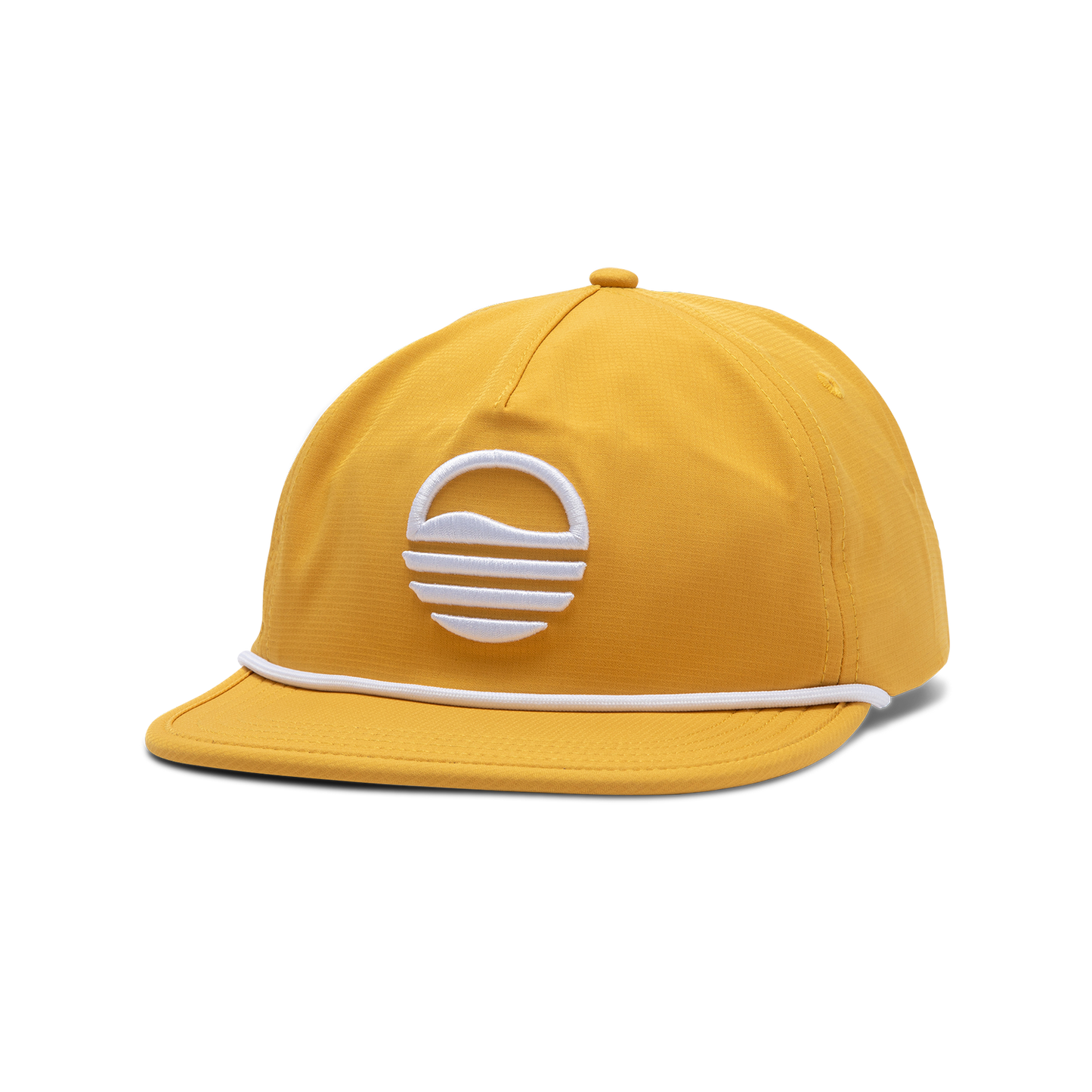 Front shot of mustard crushable rope golf hat