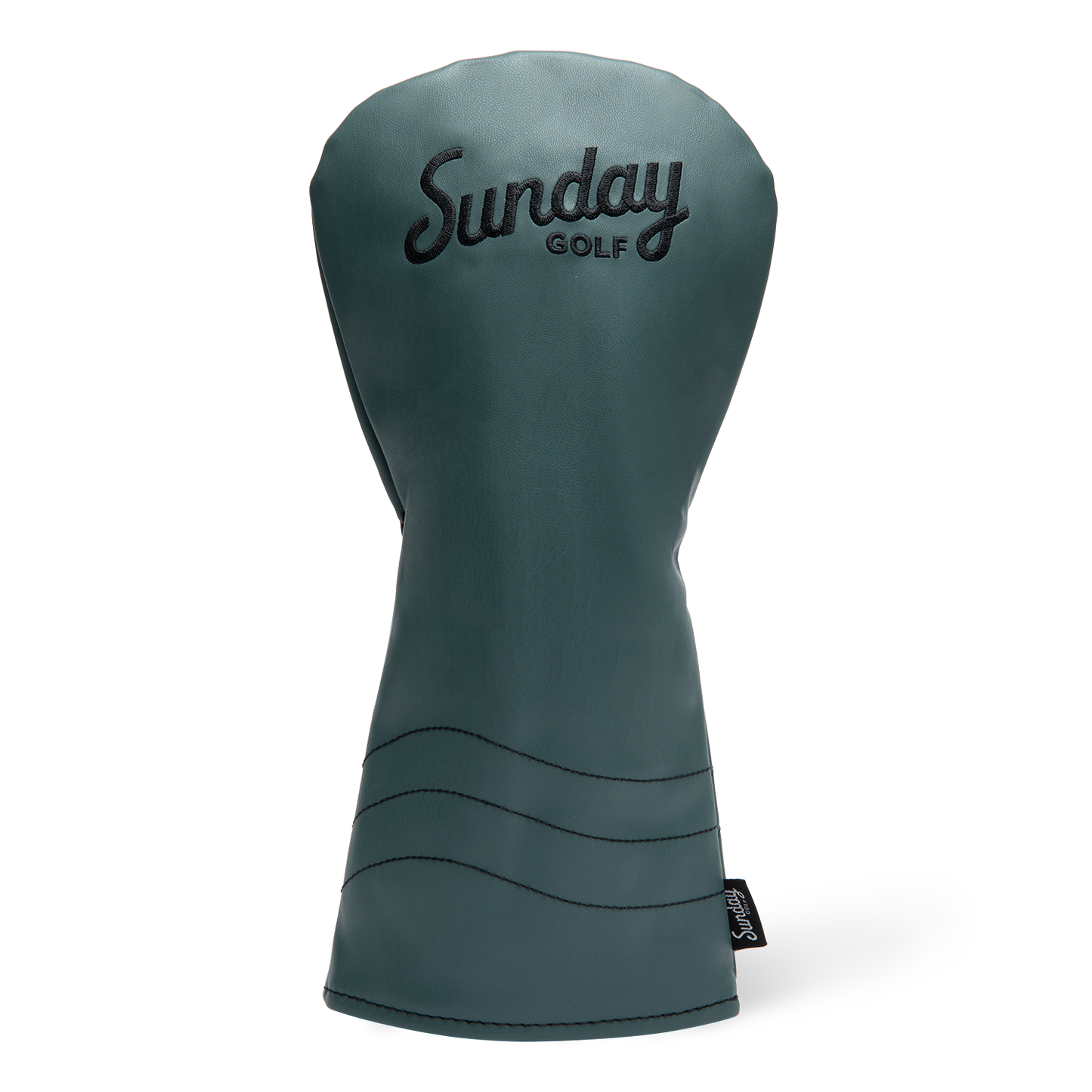 Front shot of driver golf headcover in midnight green vegan leather