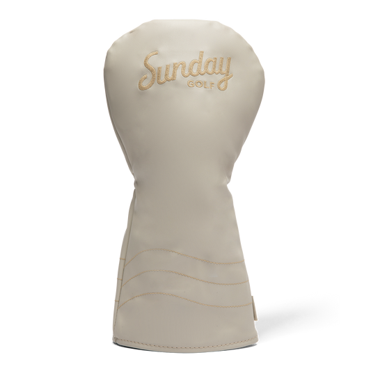 Front shot of driver golf headcover in toasted almond vegan leather