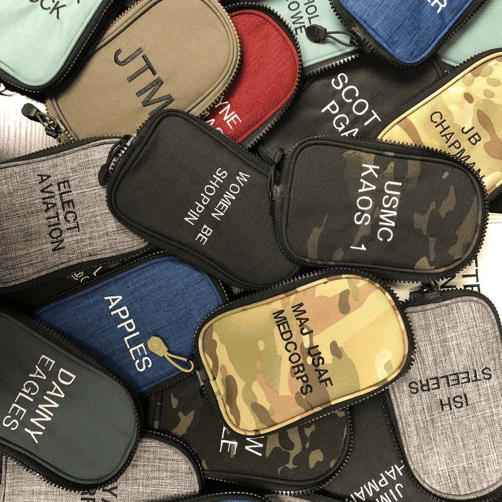 Different embroidered pockets