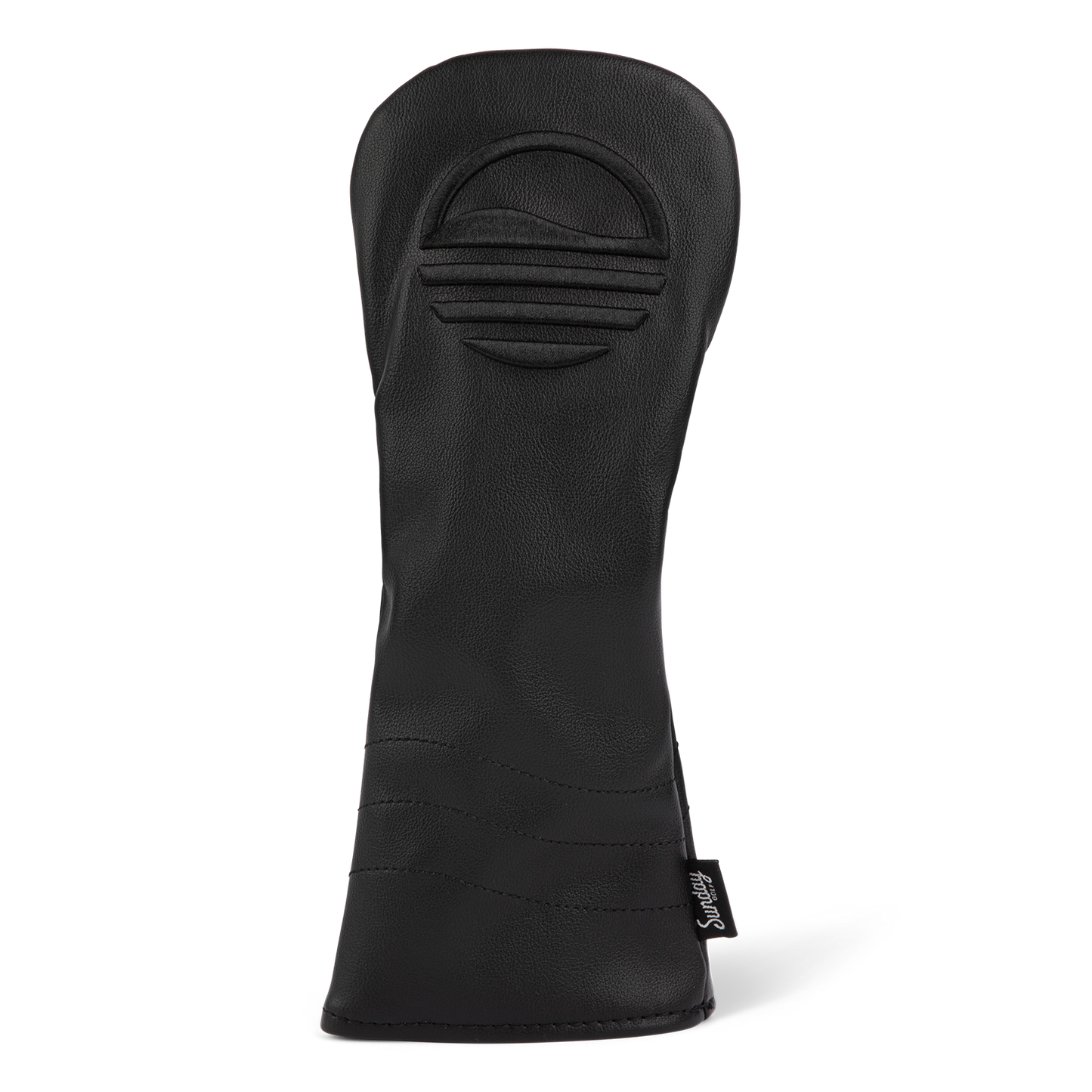 Front shot of fairway wood golf headcover in black vegan leather