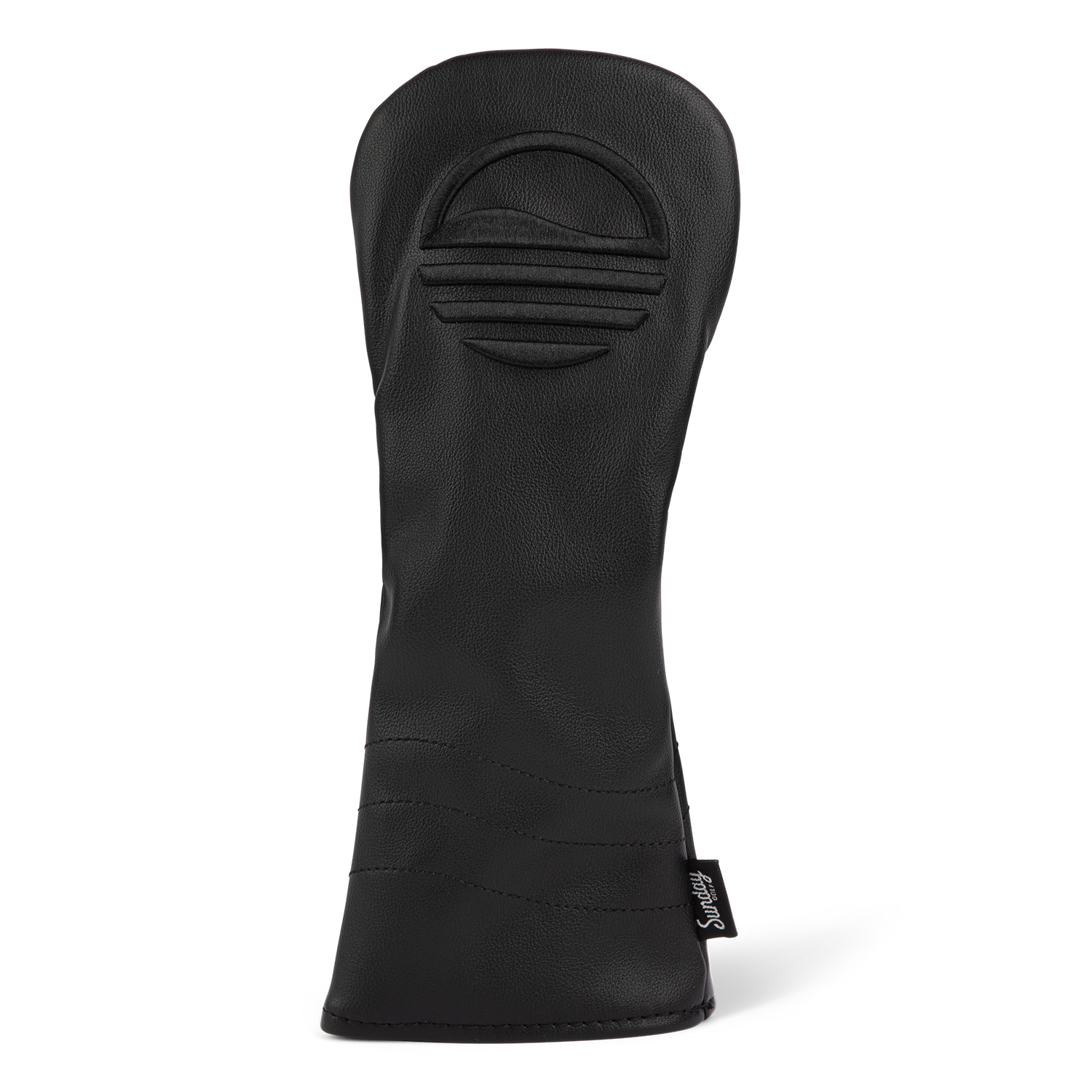 Front shot of fairway wood golf headcover in black vegan leather