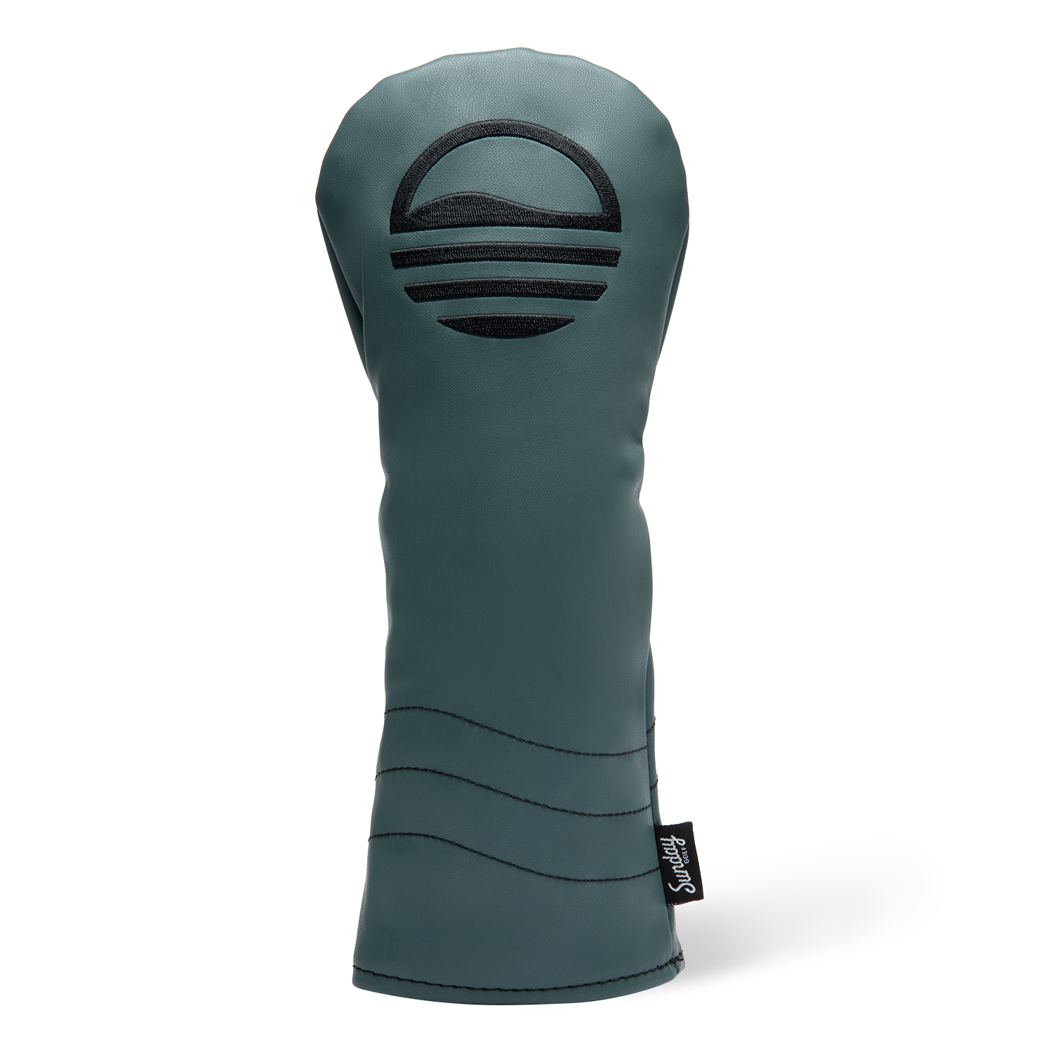 Front shot of fairway wood golf headcover in midnight green vegan leather
