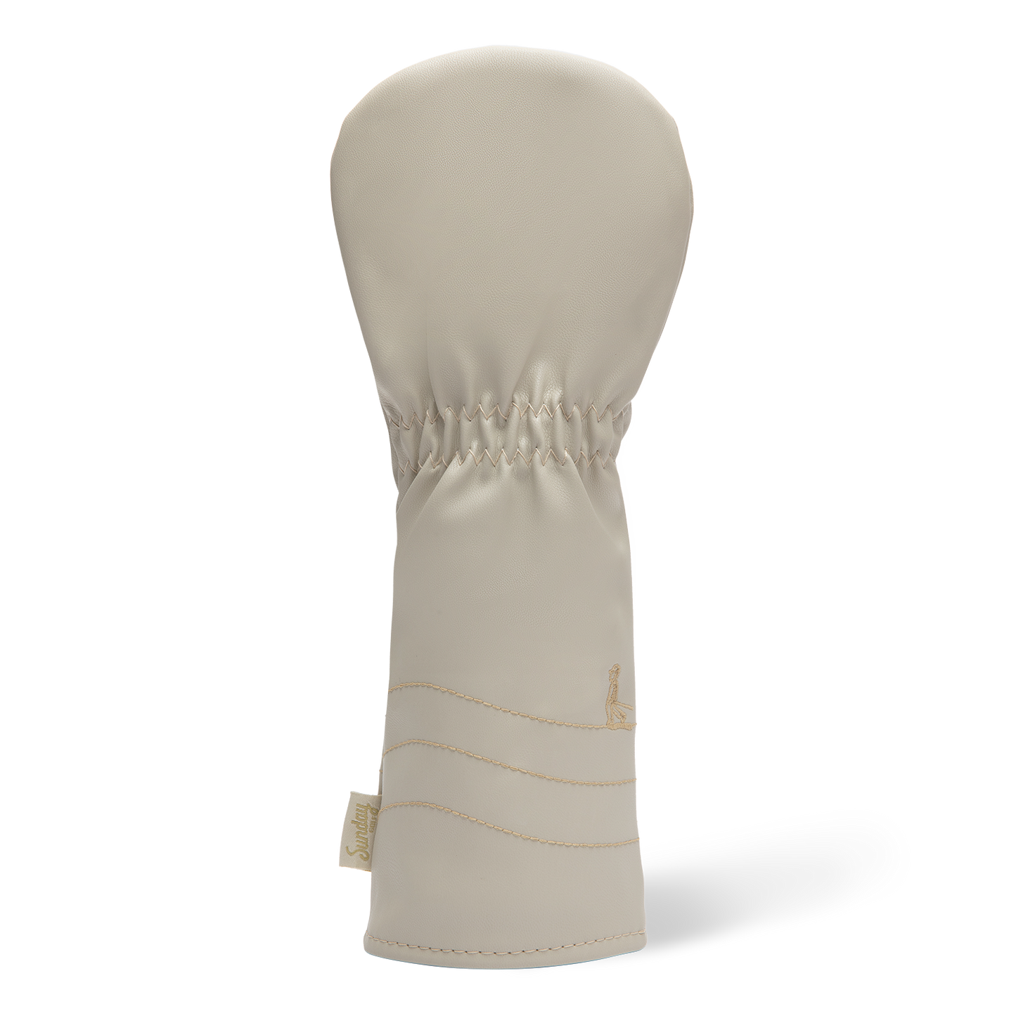 Rear shot of fairway wood golf headcover in toasted almond vegan leather