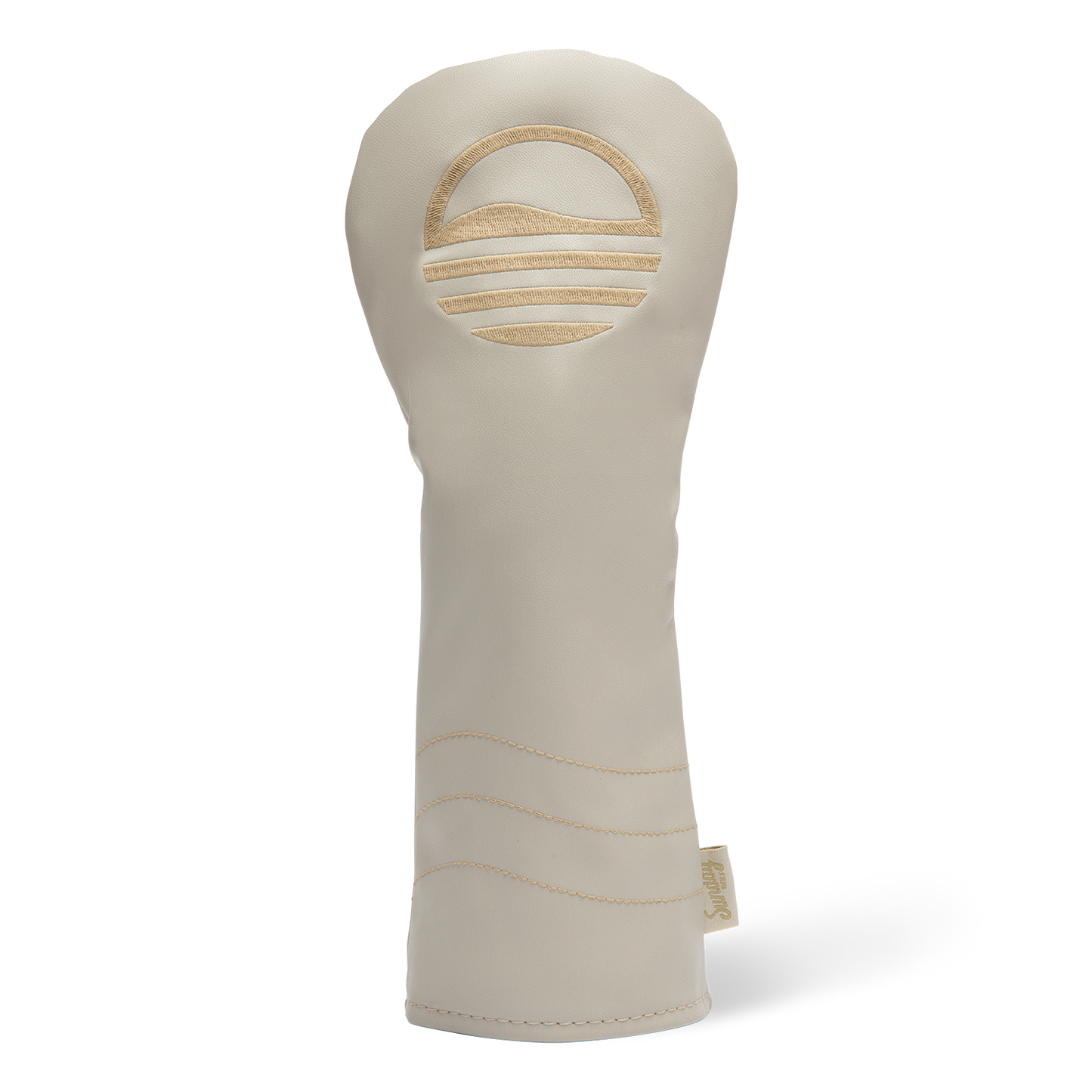 Front shot of fairway wood golf headcover in toasted almond vegan leather