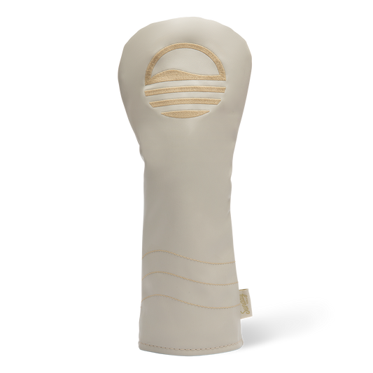 Front shot of fairway wood golf headcover in toasted almond vegan leather