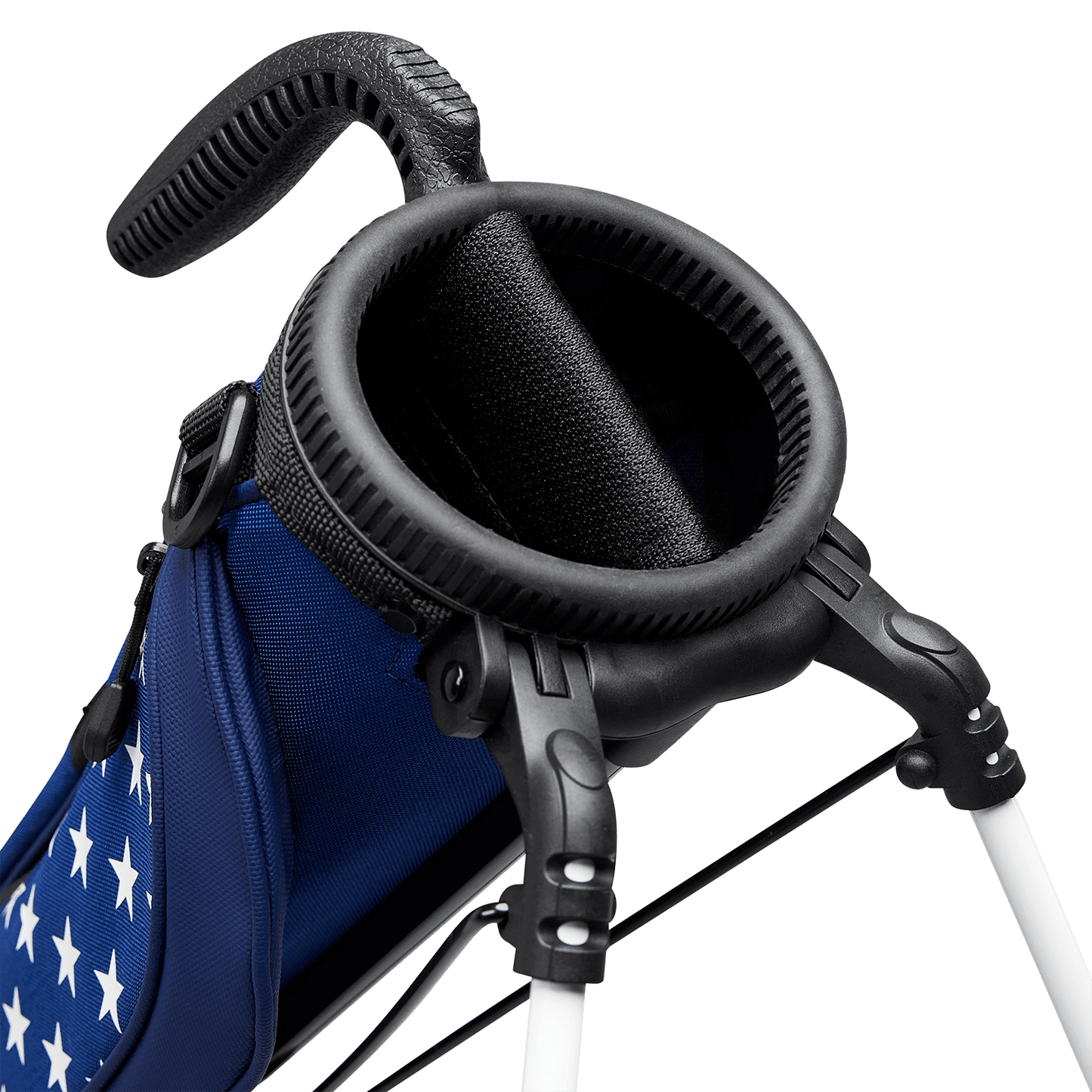 A close up top view of a patriot Loma golf bag’s 2-way divider