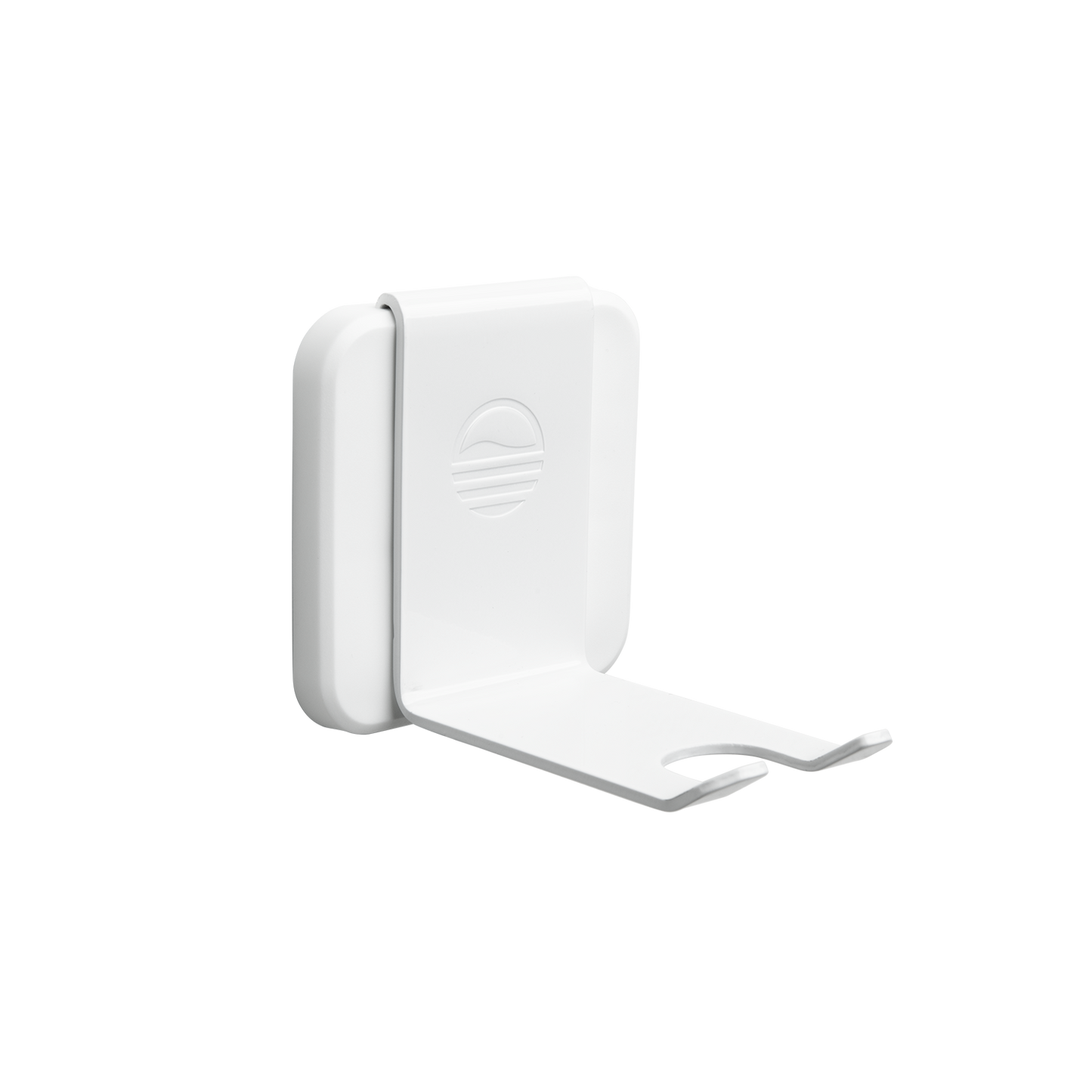 A white Loma Wall hook wall-mounted with a sleek design, made of durable steel with a plastic base plate.