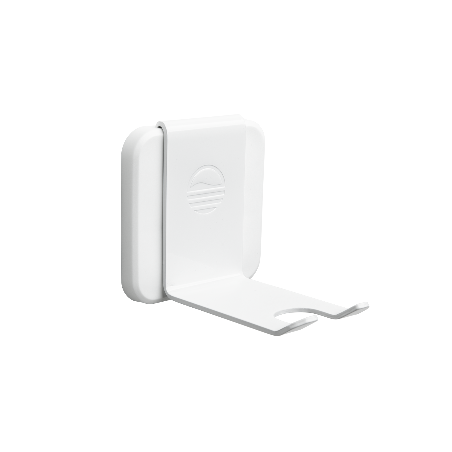 A white Loma Wall hook wall-mounted with a sleek design, made of durable steel with a plastic base plate.