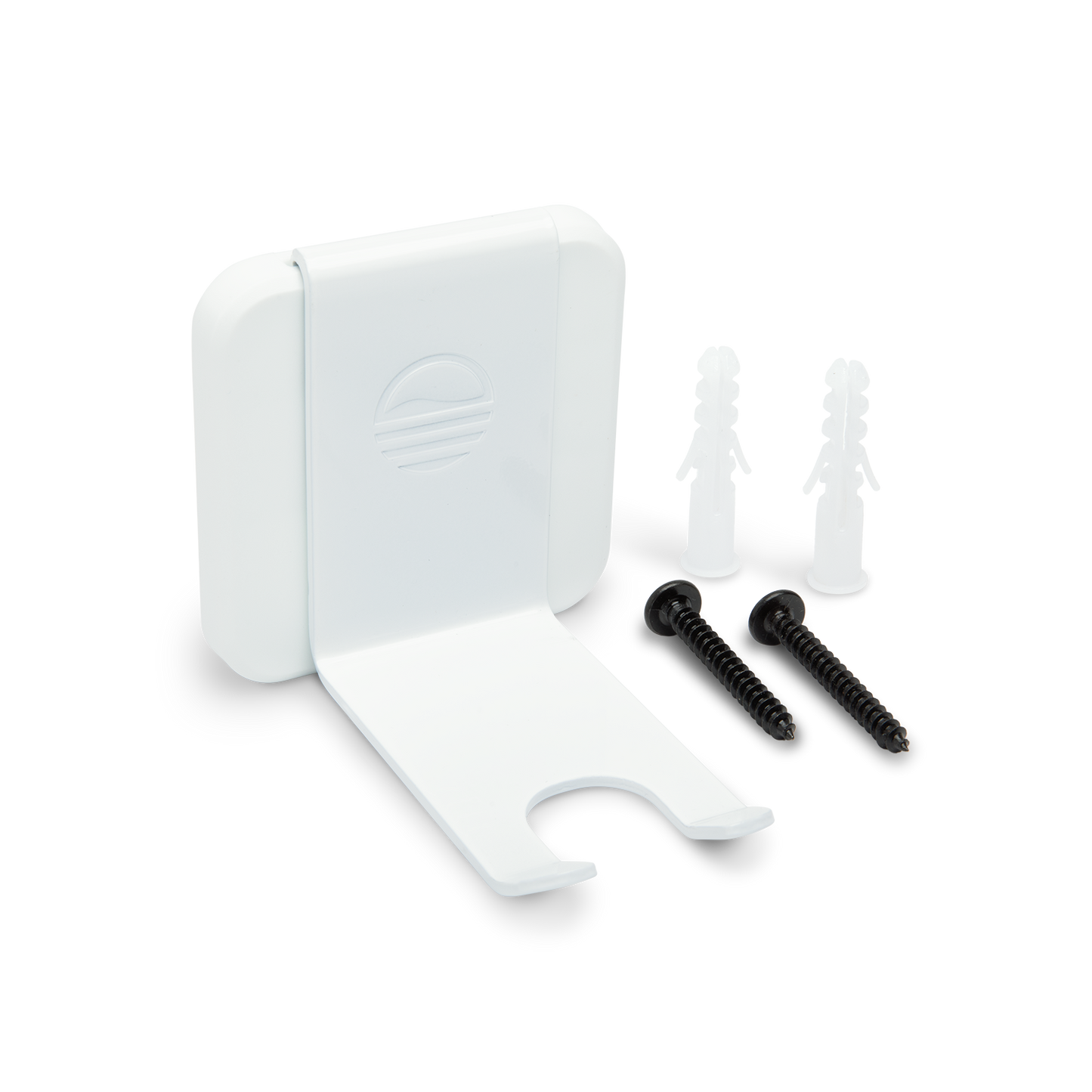 A white Loma Wall hook wall-mounted with a sleek design, made of durable steel with a plastic base plate and screws