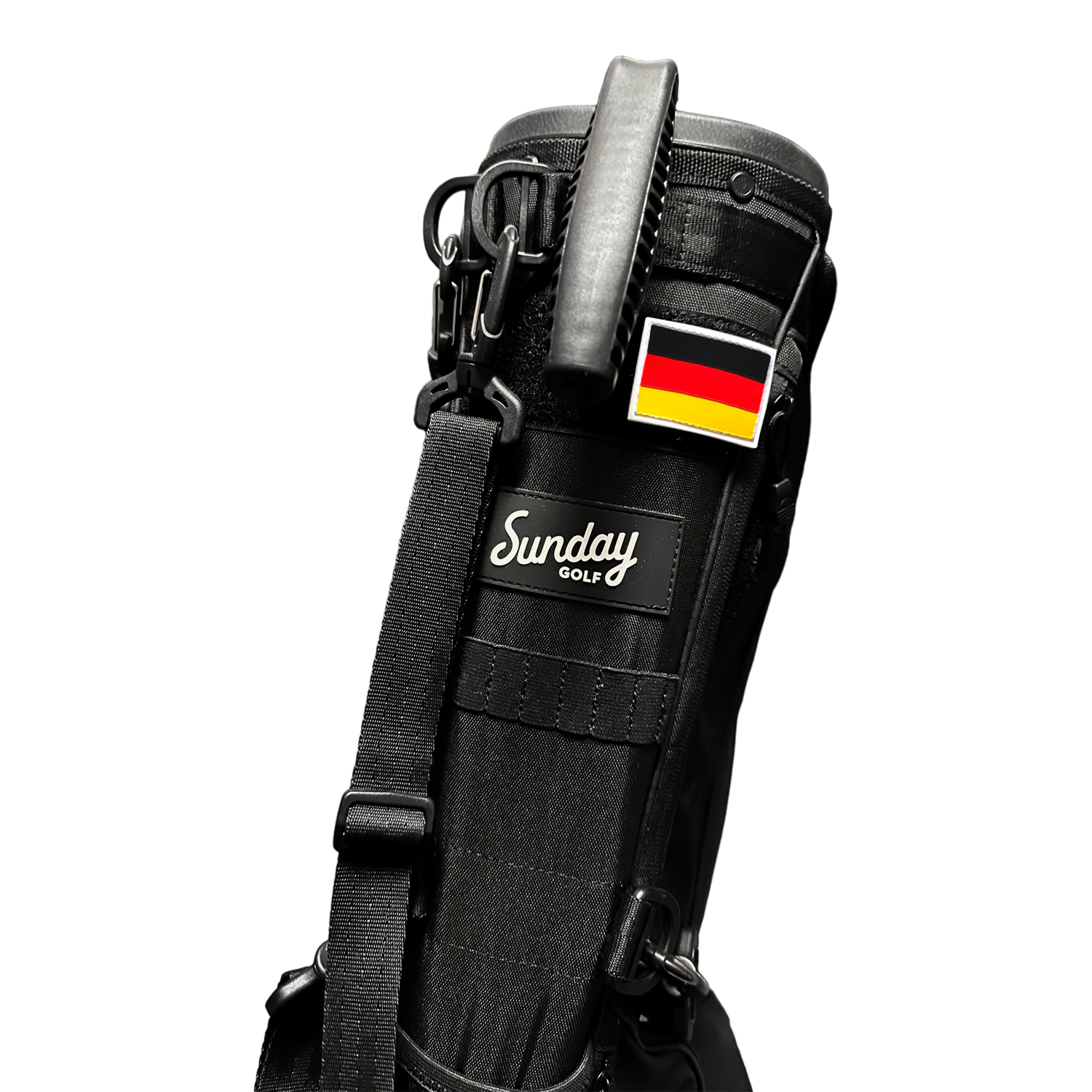 Black Loma golf bag with German flag patch on it
