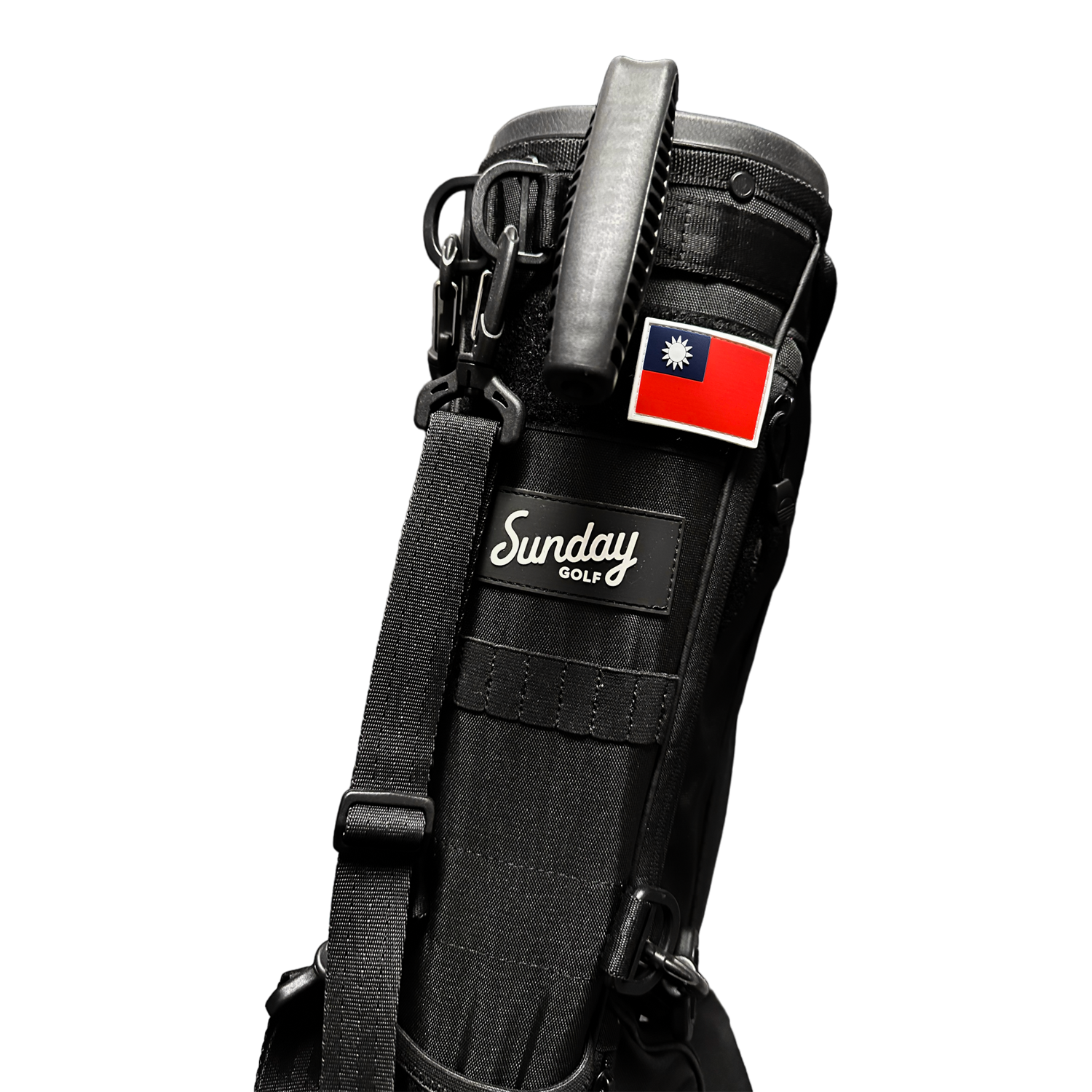 Black Loma golf bag with Taiwanese flag patch on it