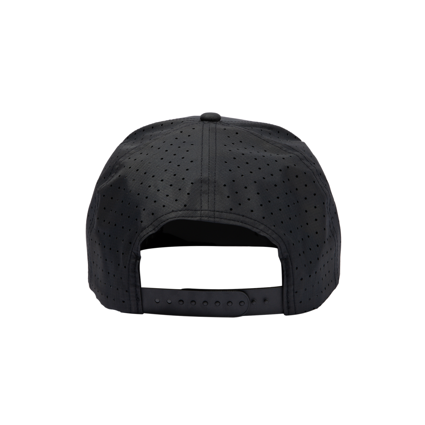Back shot of black Porter snapback golf hat