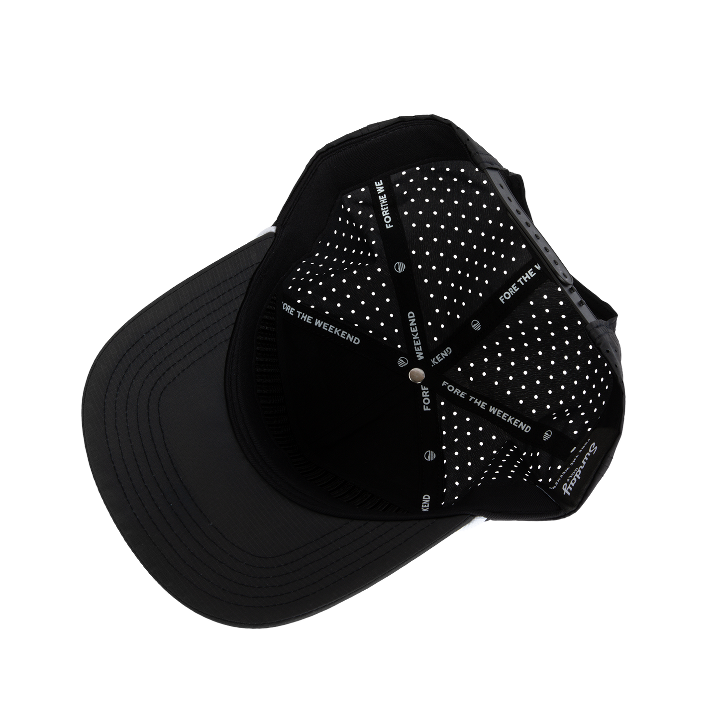 Upside down shot of Black Porter snapback golf hat