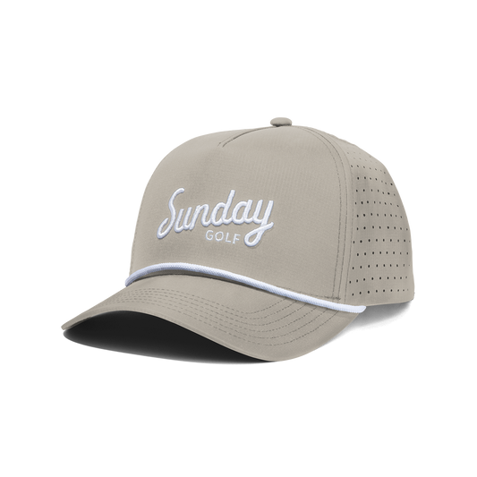 Front shot of tan Porter snapback golf hat