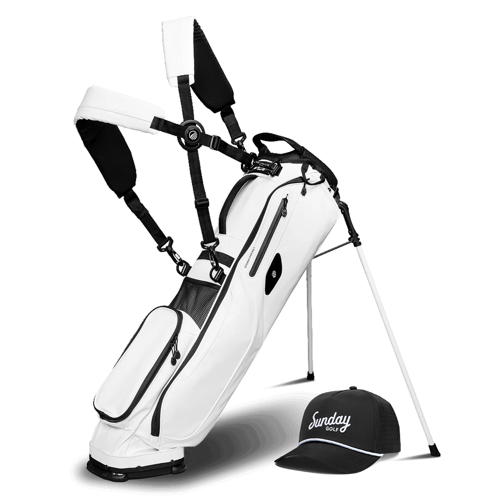 El Camino S-Class Bundle w/ Black Rope Hat | White Vegan Leather Mid Size Stand Bag