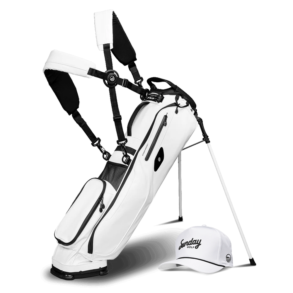 El Camino S-Class Bundle w/ White Rope Hat | White Vegan Leather Mid Size Stand Bag