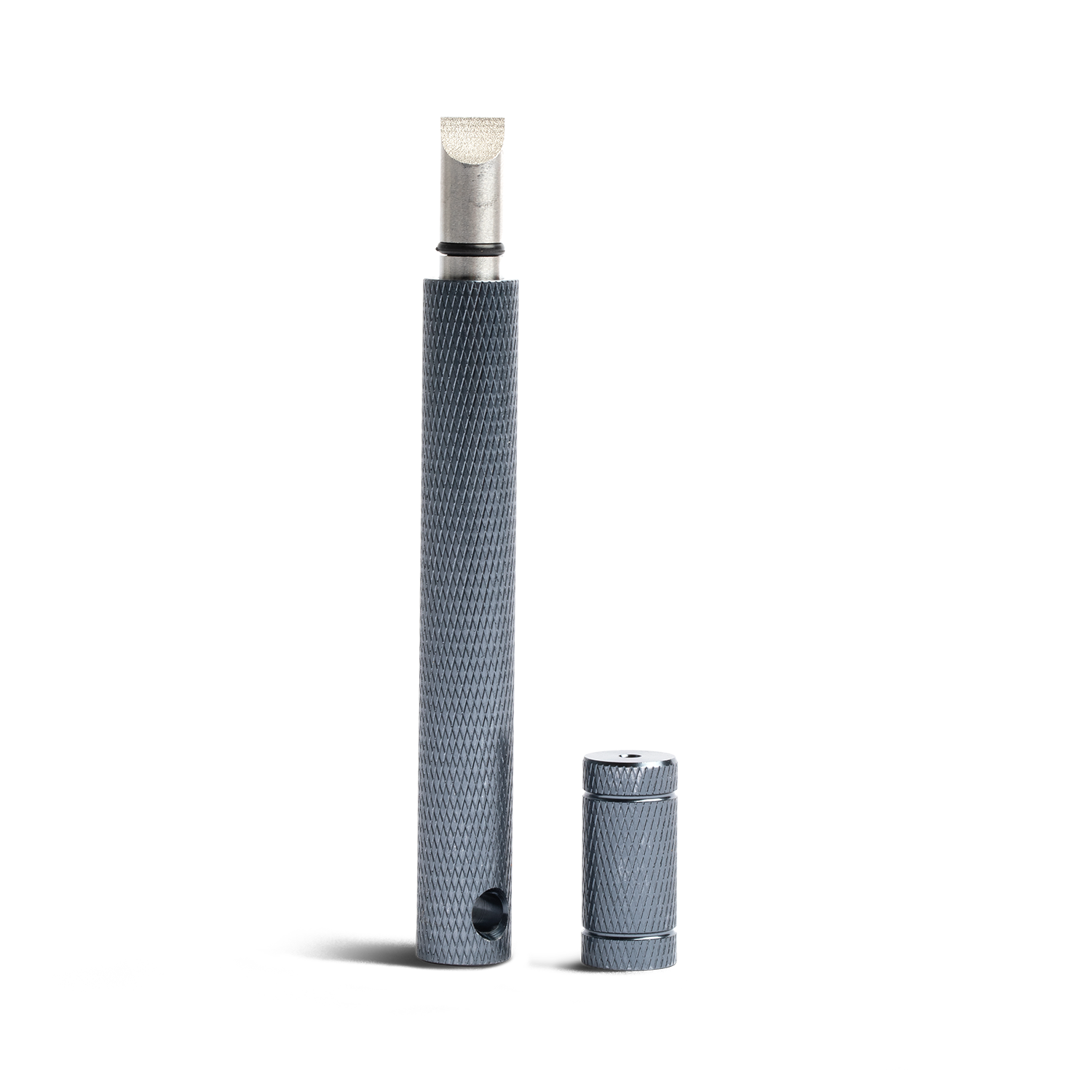 golf club groove sharpener in black with its protective top off