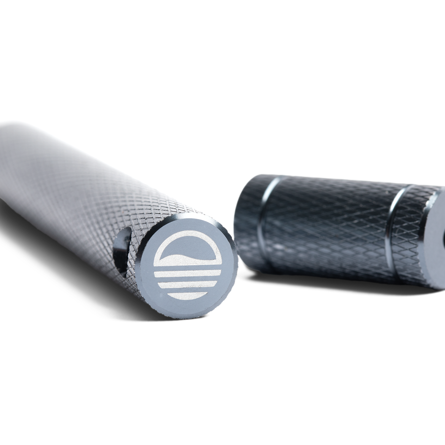 close up shot of laser-engraved top of golf club groove sharpener in black