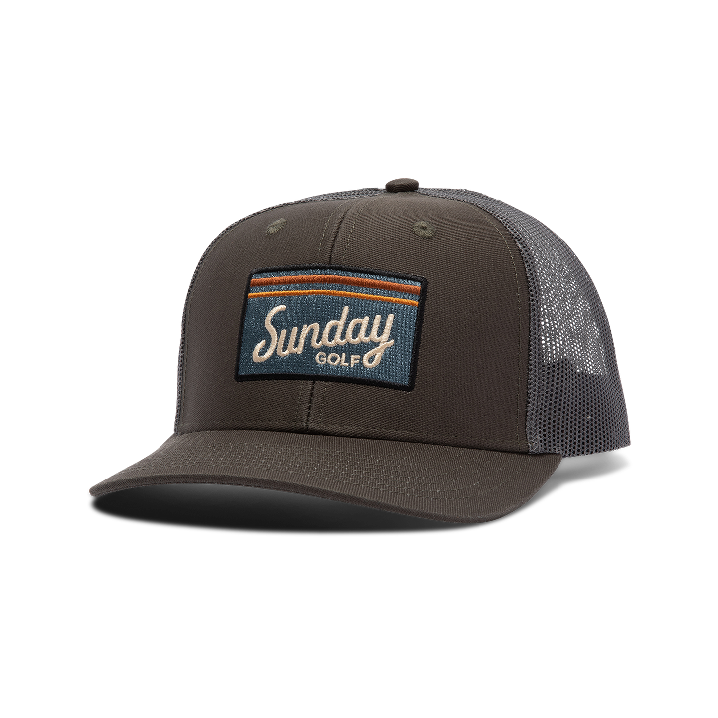 Front shot of gray trucker golf hat