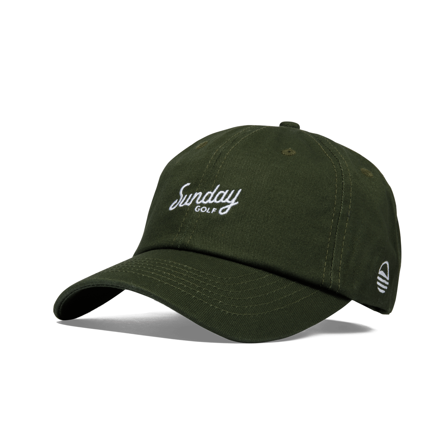 Front shot of forest green dad golf hat
