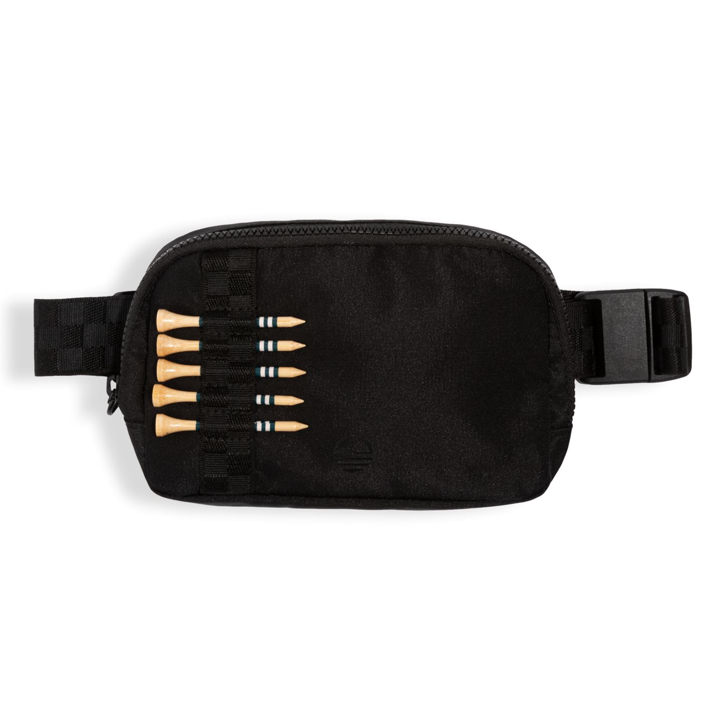 Women's belt bag in black with bamboo golf tees