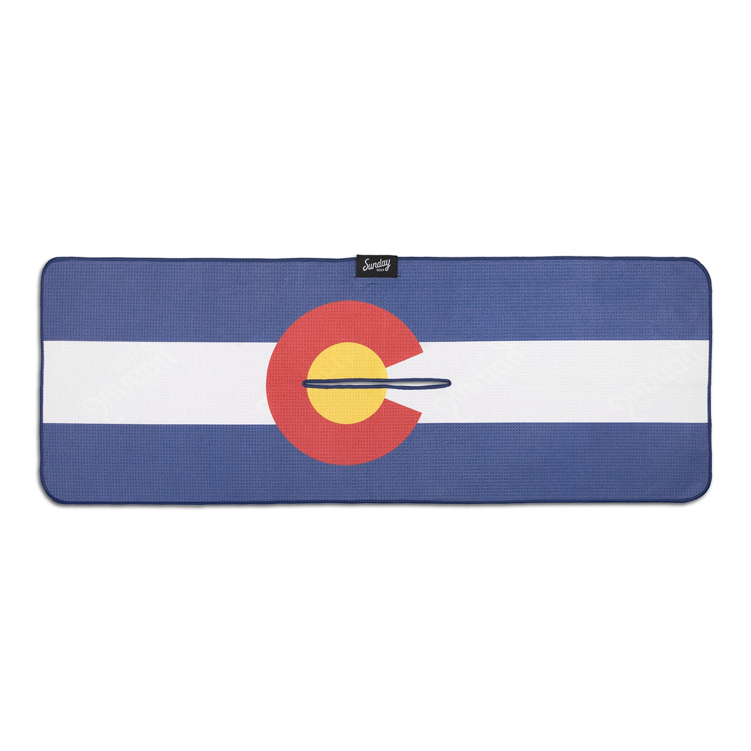 Front view of Colorado state flag golf towel