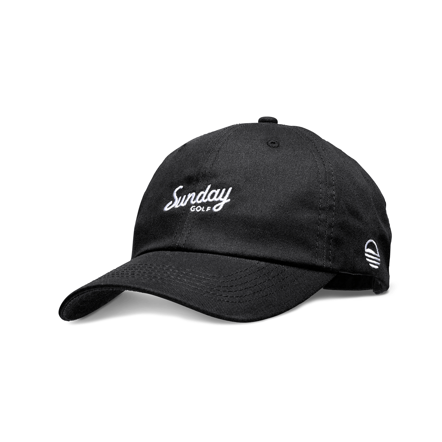 Front shot of matte black dad golf hat