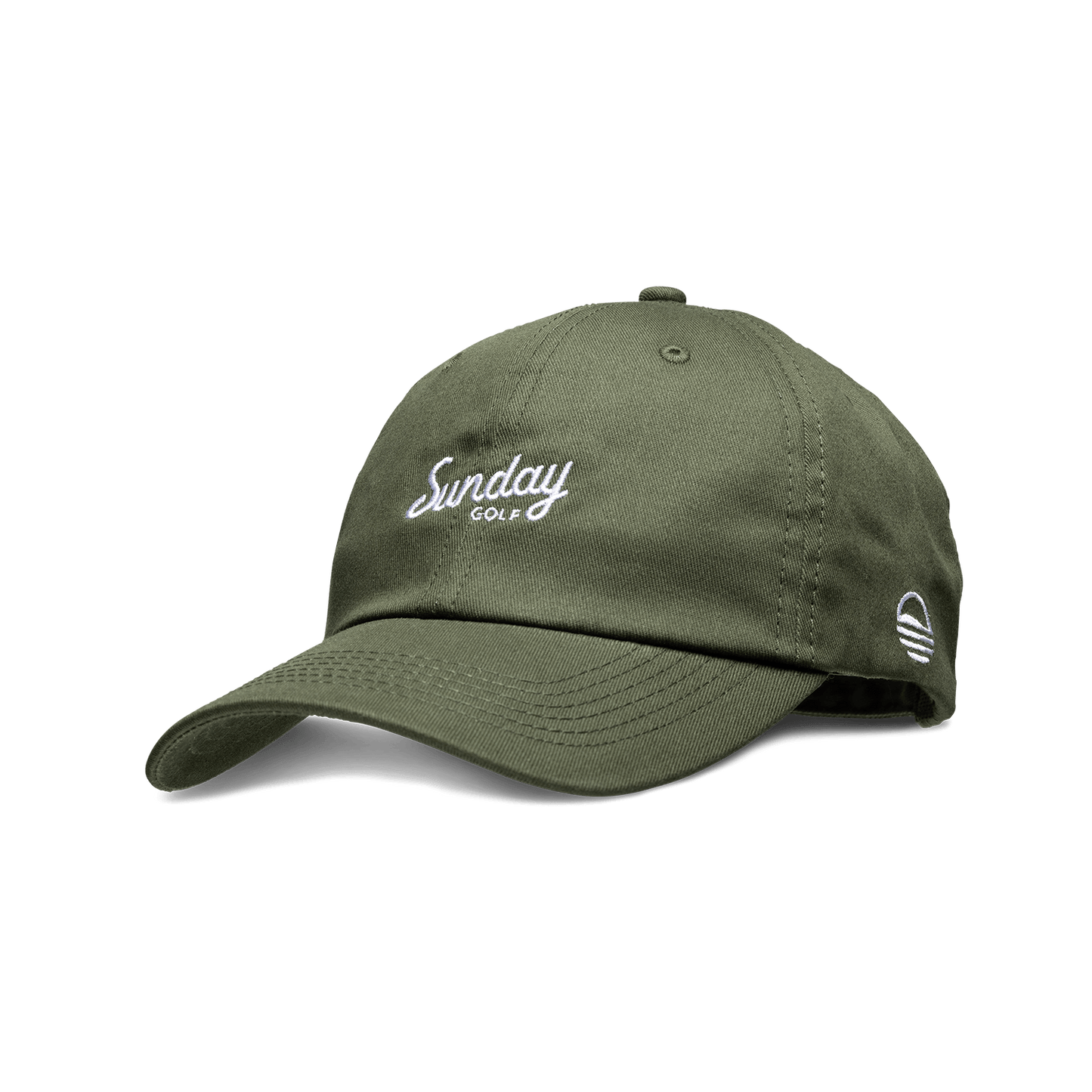Front shot of olive green dad golf hat