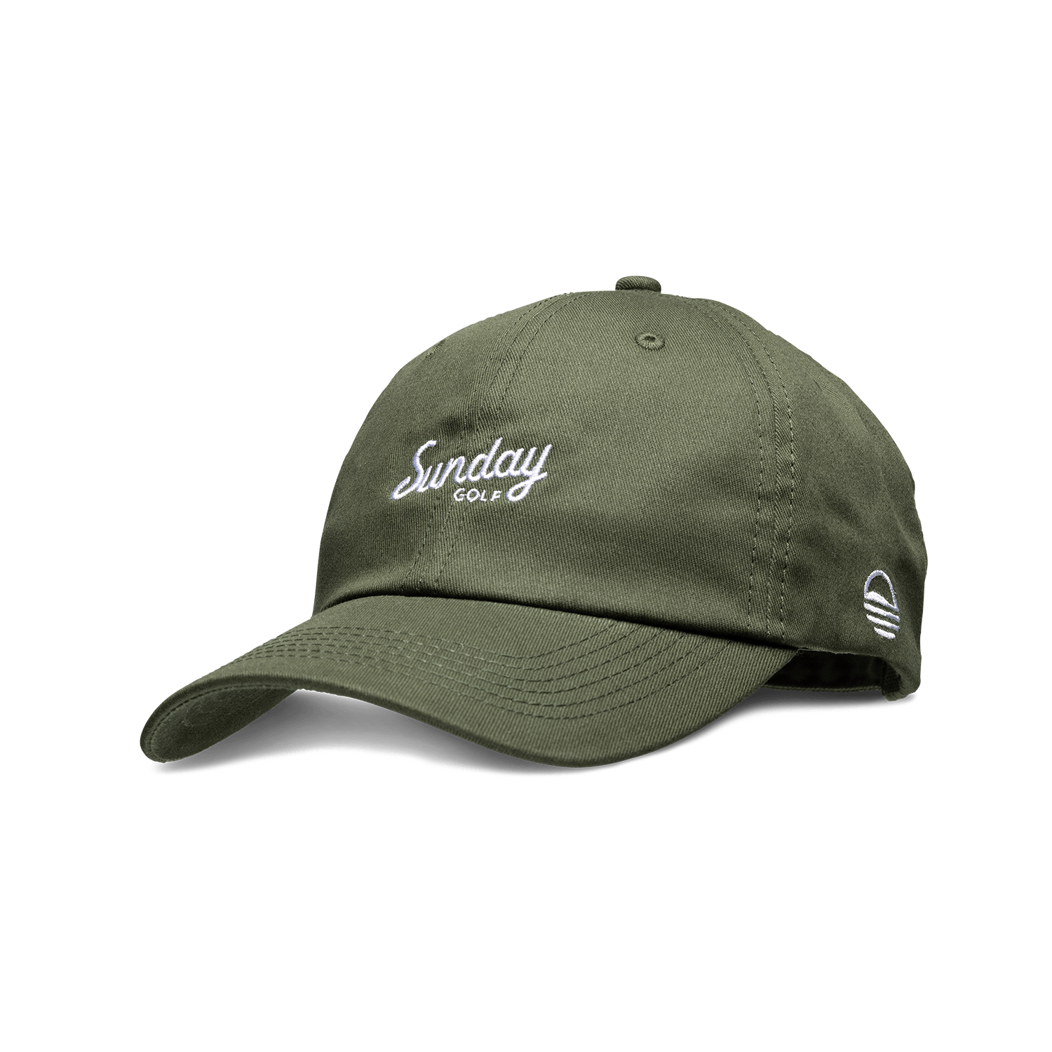 Front shot of olive green dad golf hat