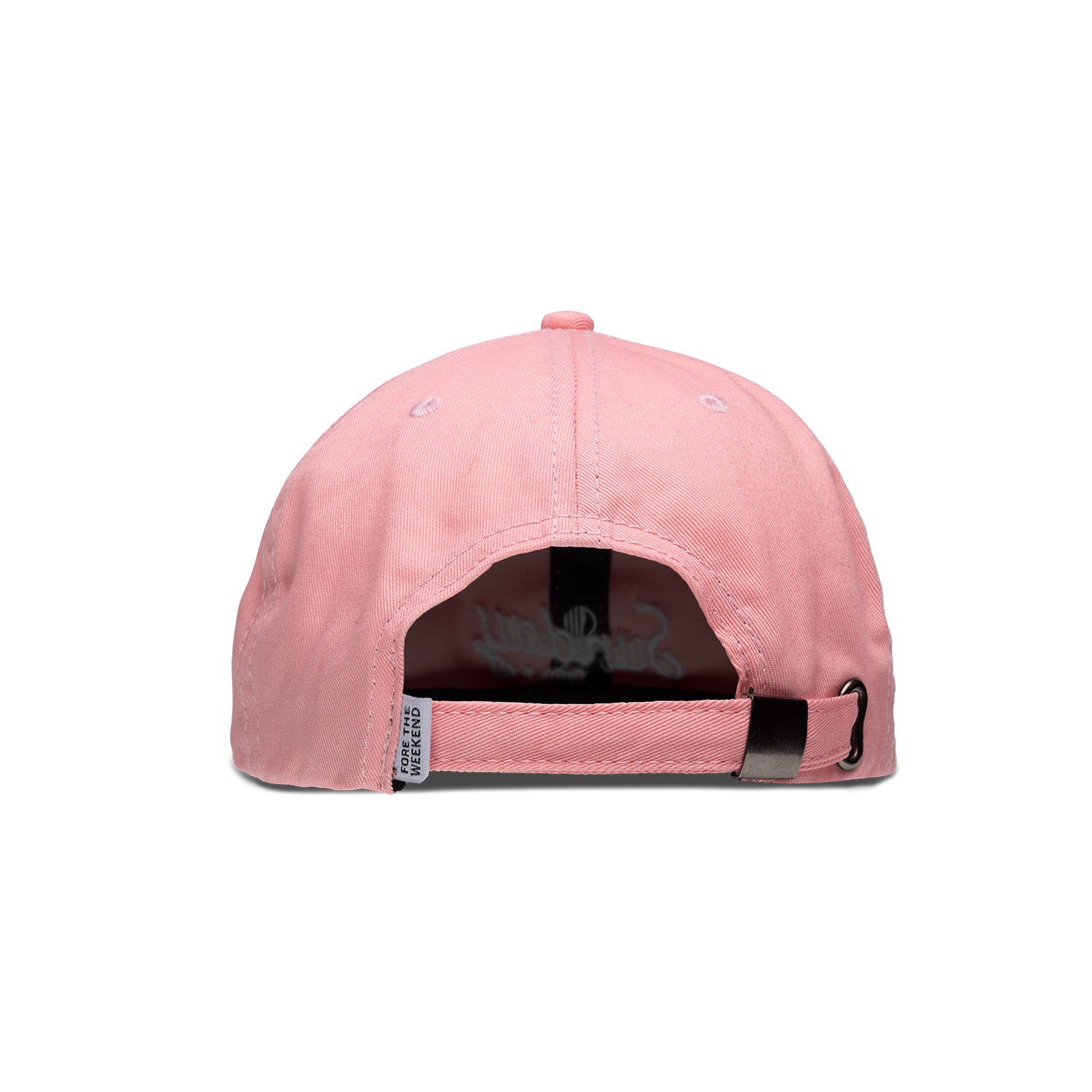 Back shot of coral pink dad golf hat