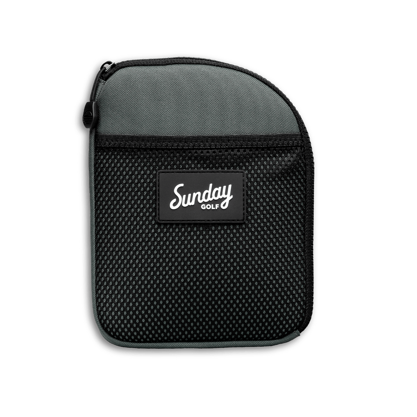 Front shot of midnight green nickel bag valuables pouch that can be paired with golf bag