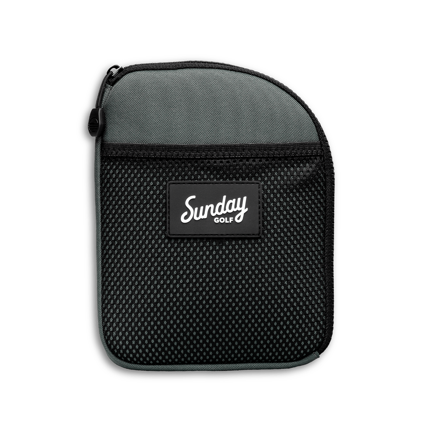 Front shot of midnight green nickel bag valuables pouch that can be paired with golf bag