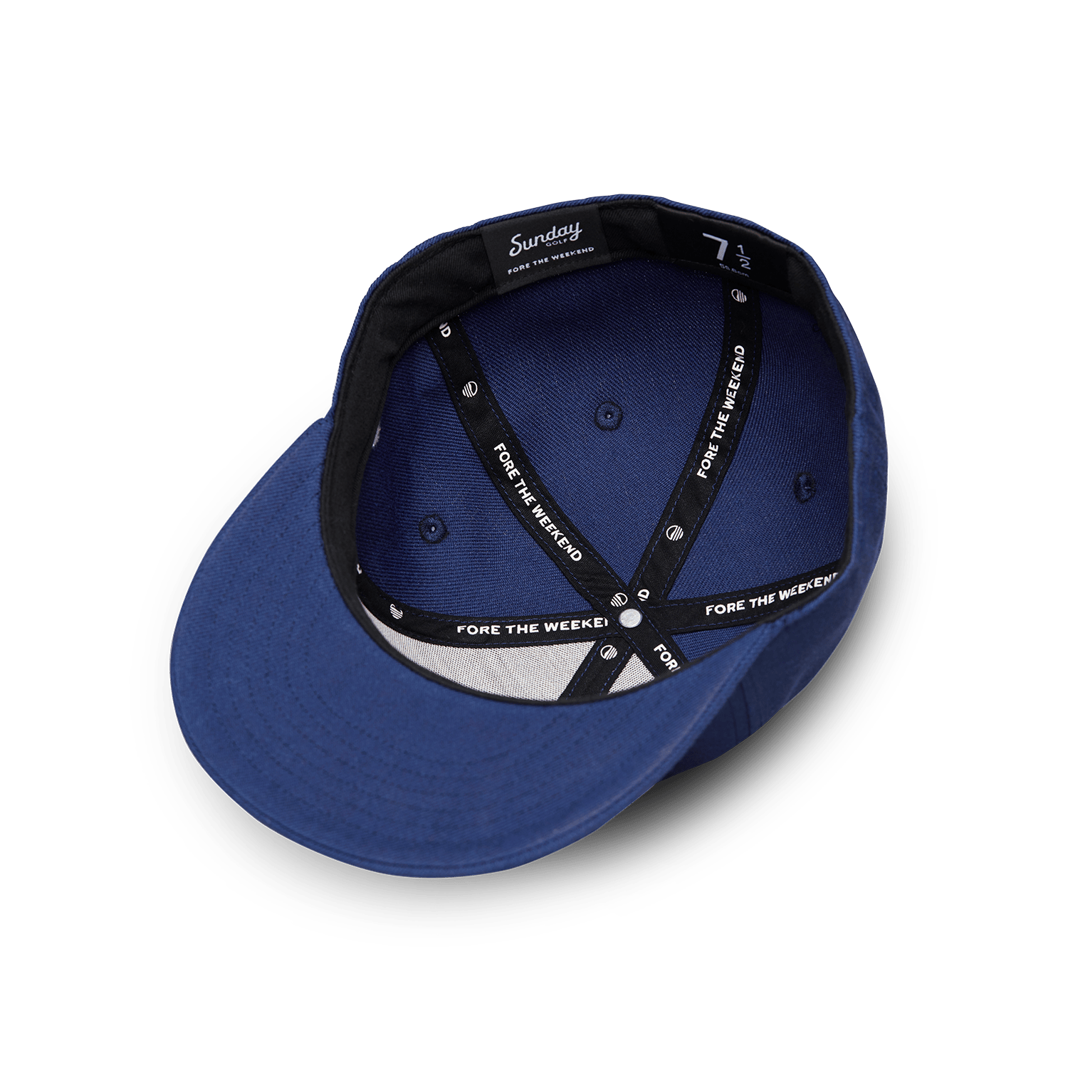 Upside down shot of navy pro fit golf hat