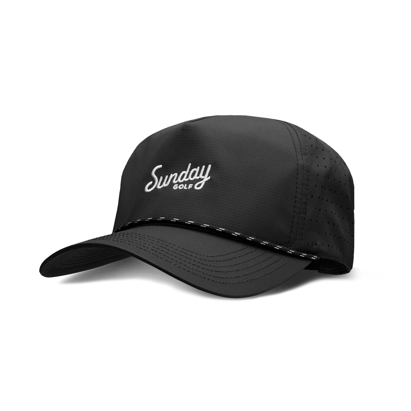 Front shot of black Porter Lite golf hat