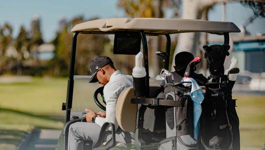 golf bags on cart