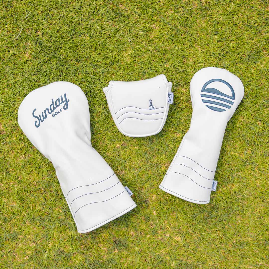 White/Navy Headcover Bundle w/ Mallet