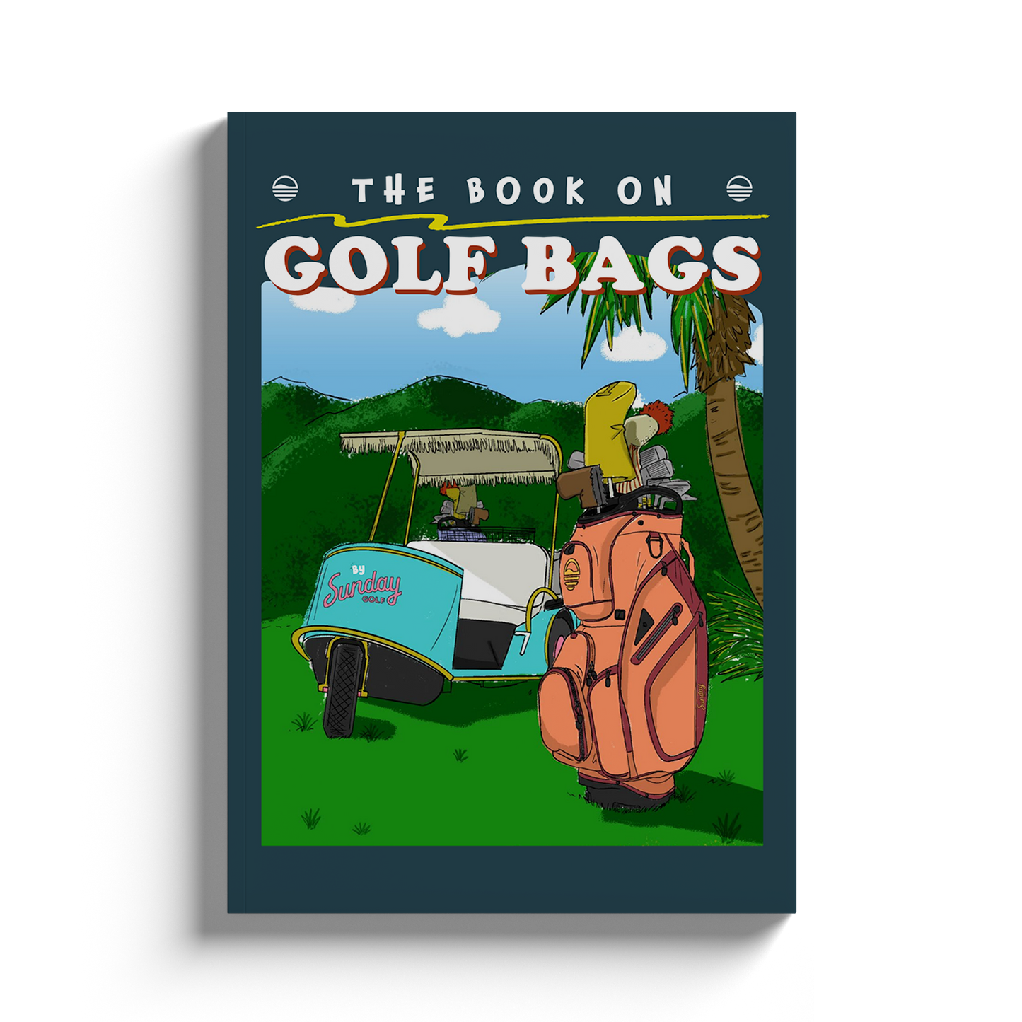 Front shot of the book on golf bags