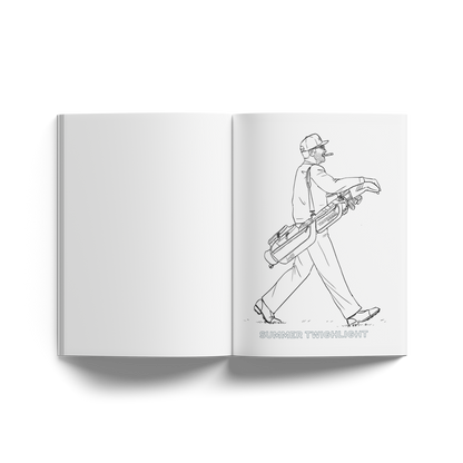 illustration of a guy walking with his golf bag