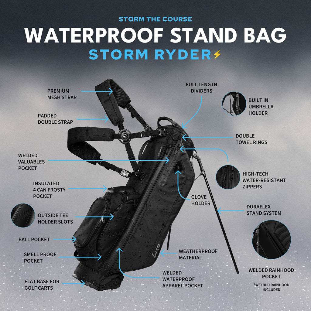 Storm Ryder | Black Waterproof Full Size Stand Bag