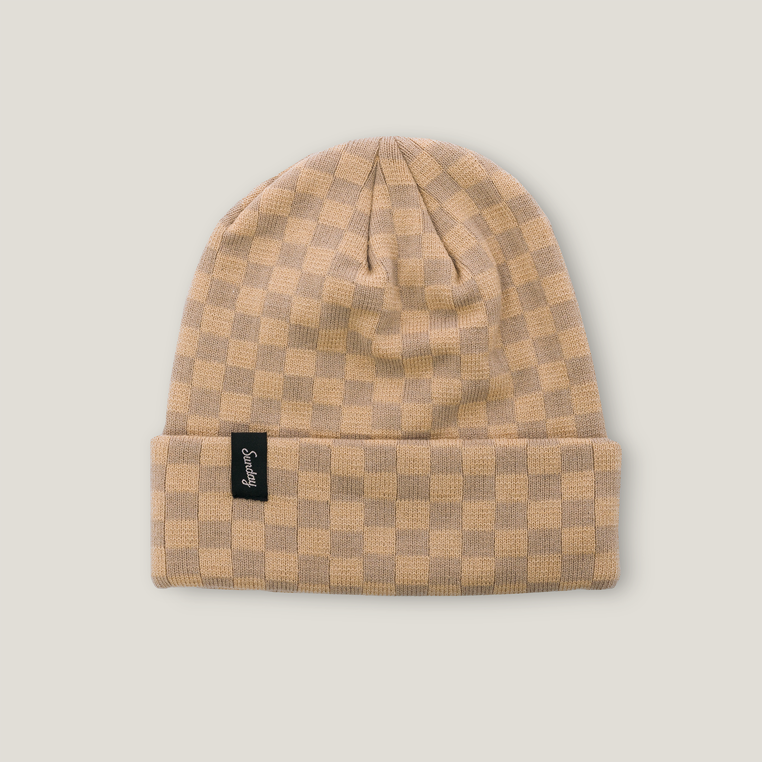 front shot of checkered mickey beanie