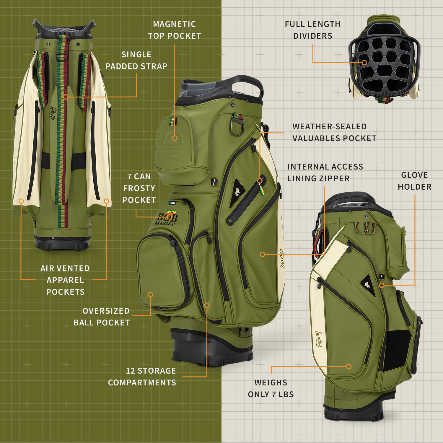 Big Rig | Bob Marley Olive/Hemp Cart Bag