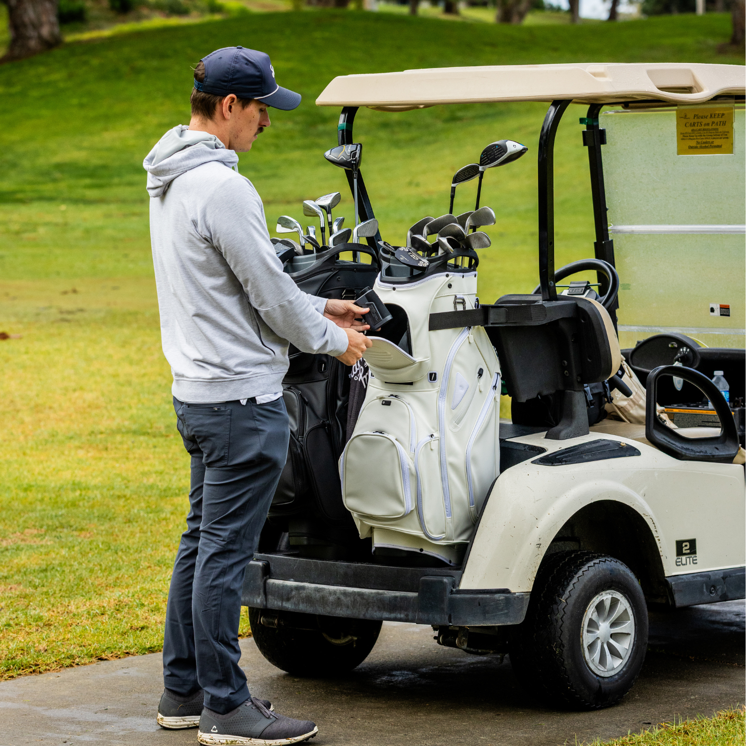 The Big Rig | Cart Bag - White Vegan Leather – Sunday Golf The Big Rig | Cart Bag - White Vegan Leather – Sunday Golf