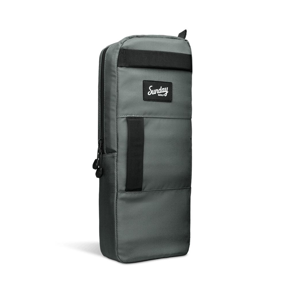 A front shot of big frosty golf cooler bag in midnight green fully zipped